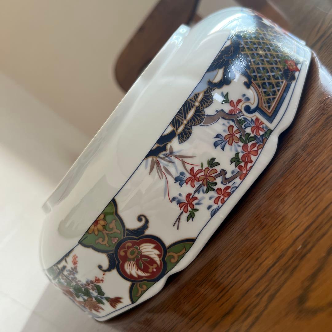 高級陶器　趣味のうつわ　丸谷焼 大鉢 錦伊万里　日本の器　友禅八角　庫山窯　丸喜