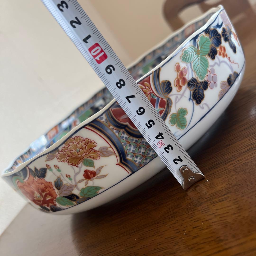 高級陶器　趣味のうつわ　丸谷焼 大鉢 錦伊万里　日本の器　友禅八角　庫山窯　丸喜