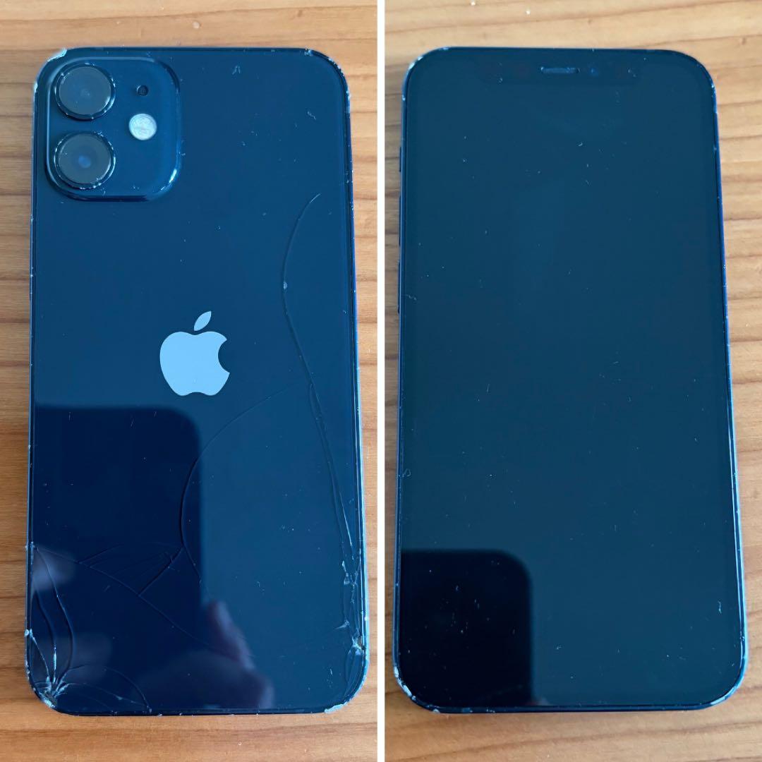 iPhone 12 mini 64GB ブラック バッテリー77% 背面割れあり