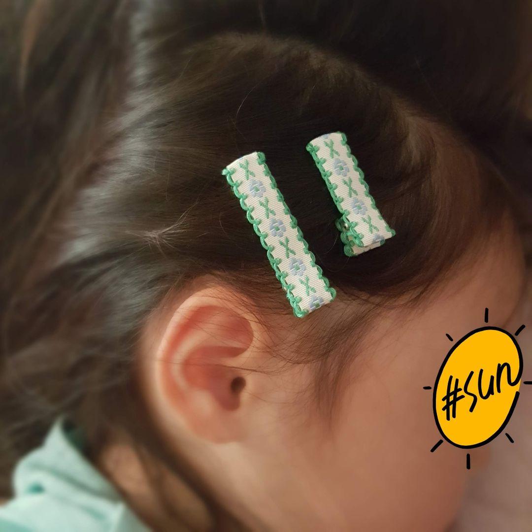 【チロリアンリボン】ベビーヘアクリップ　キッズヘアクリップ　ヘアピン
