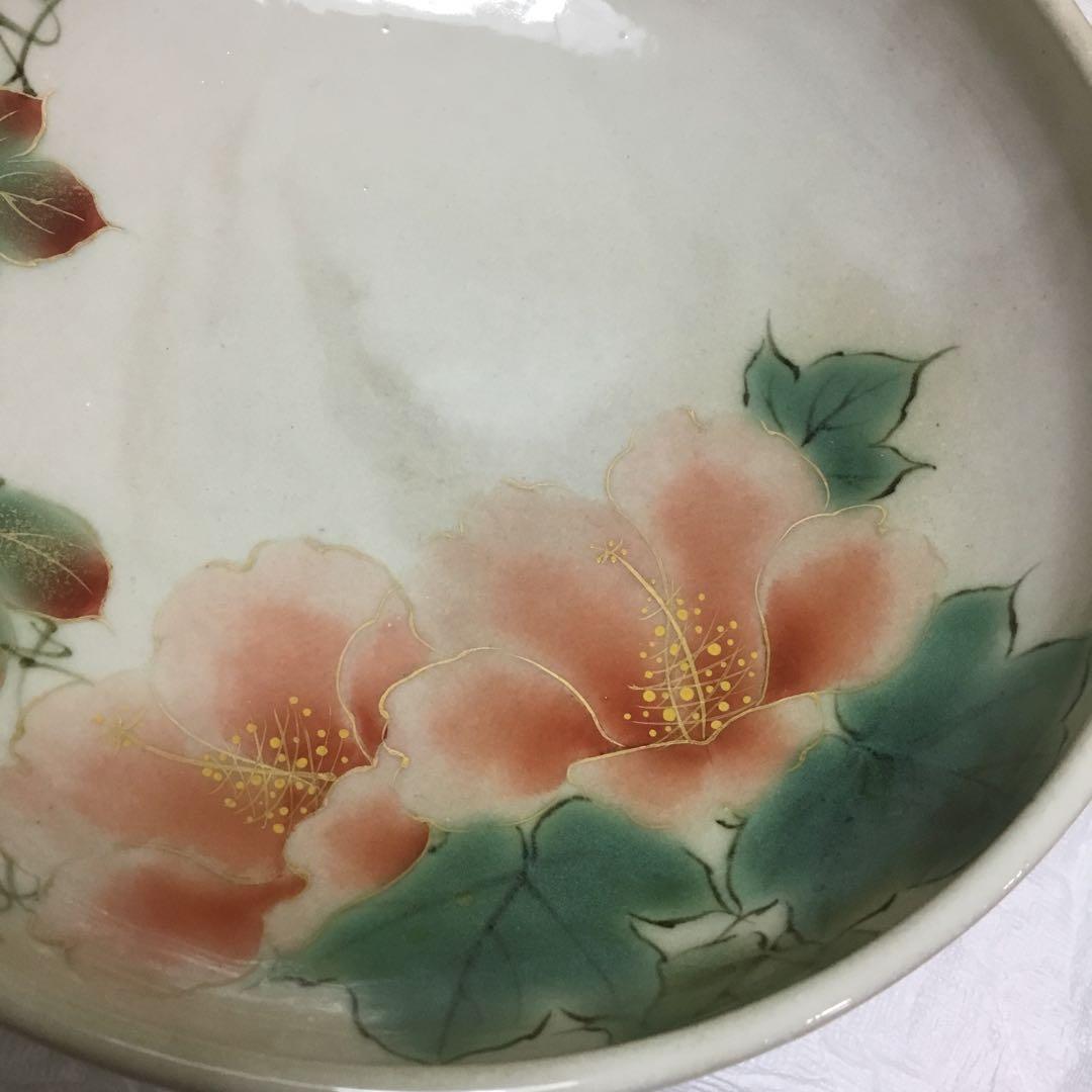 高級★京焼　清水焼き 陶葊（とうあん）色絵付け大皿　ぶどう柄