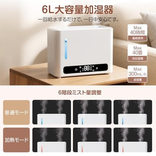 Udoric 加湿器 大容量 6L ハイブリッド加湿器 知能恒湿 ダブル吹出po