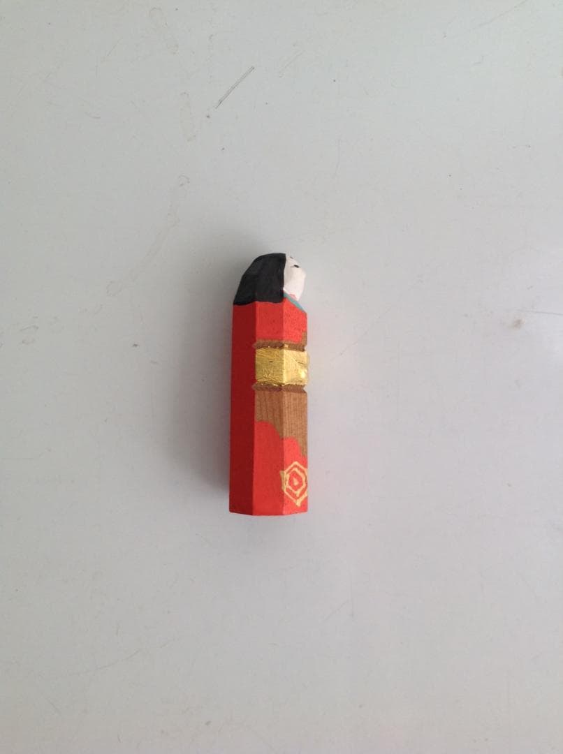 古い小さな雛人形　奈良 一刀彫　神泉作　立ち雛　御雛