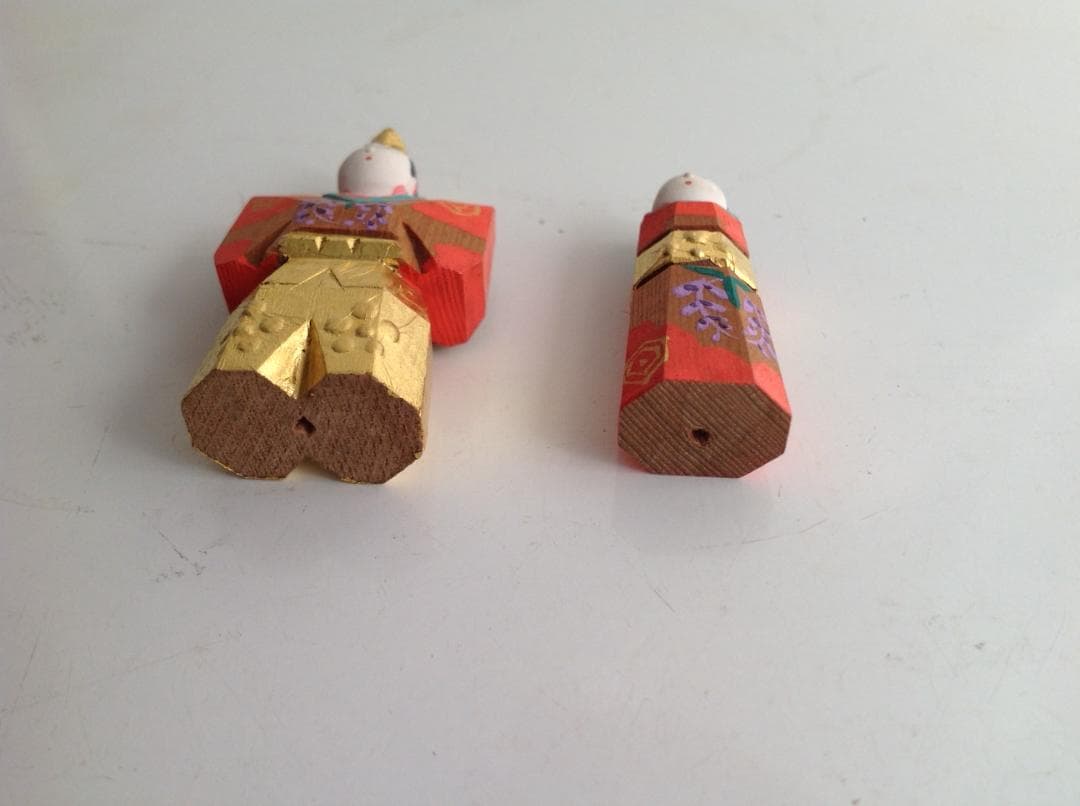 古い小さな雛人形　奈良 一刀彫　神泉作　立ち雛　御雛