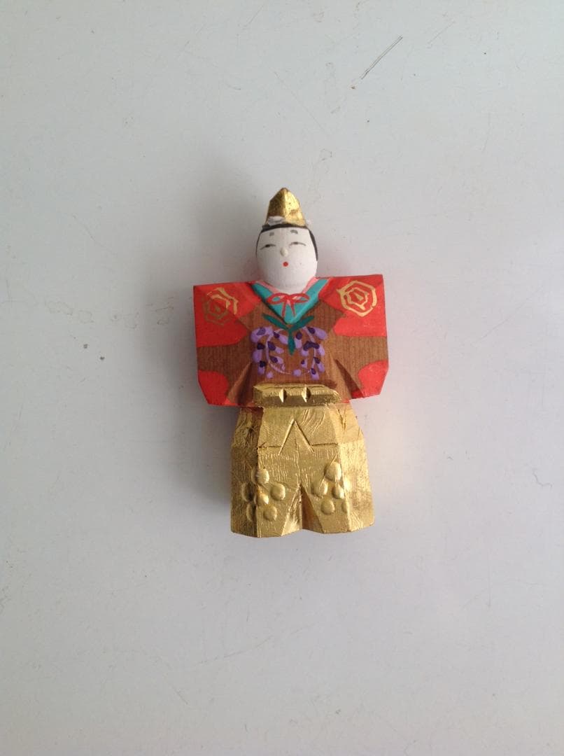 古い小さな雛人形　奈良 一刀彫　神泉作　立ち雛　御雛