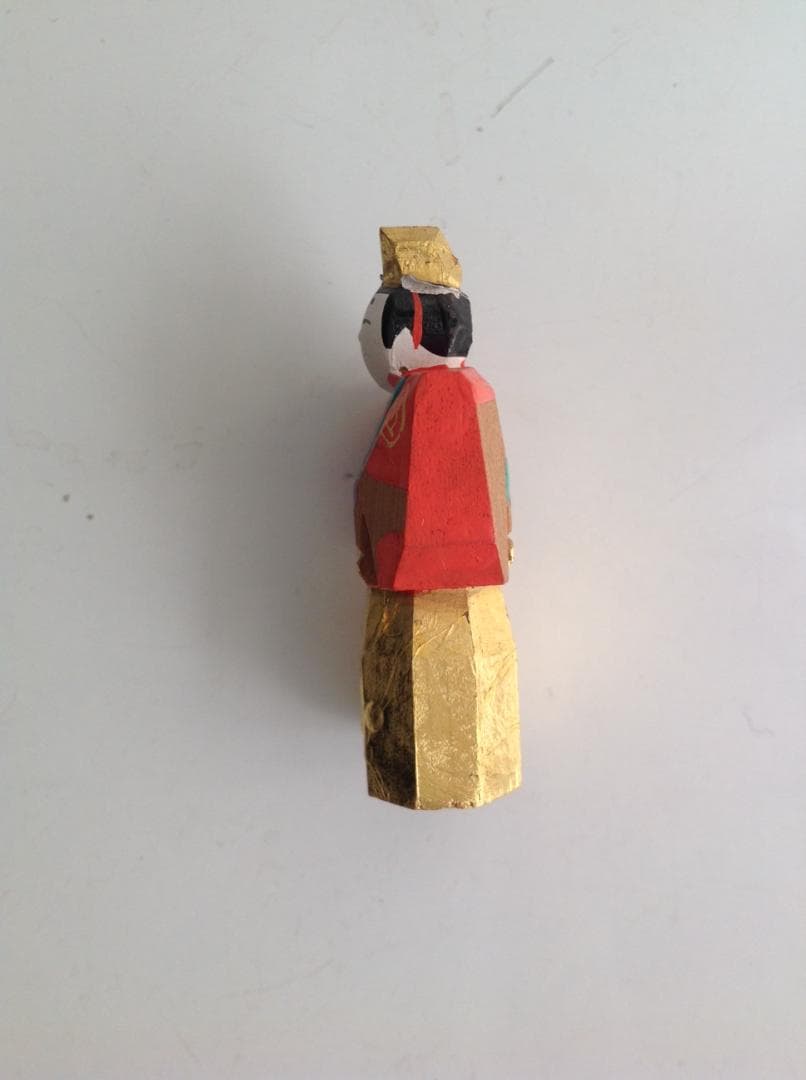 古い小さな雛人形　奈良 一刀彫　神泉作　立ち雛　御雛