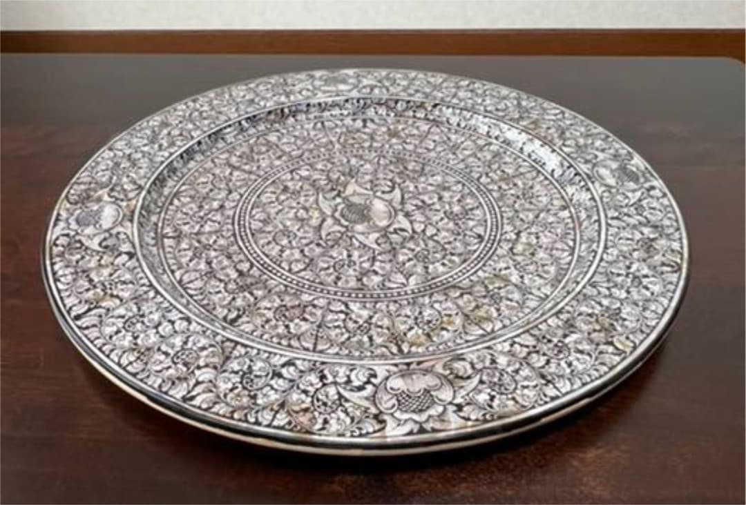 象嵌が美しい！　飾り皿　象嵌　木工品