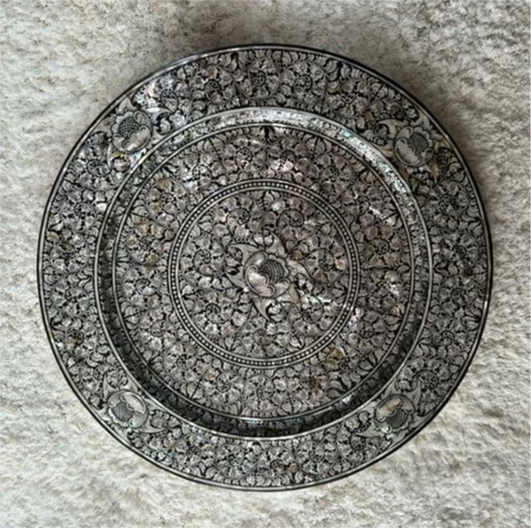 象嵌が美しい！　飾り皿　象嵌　木工品