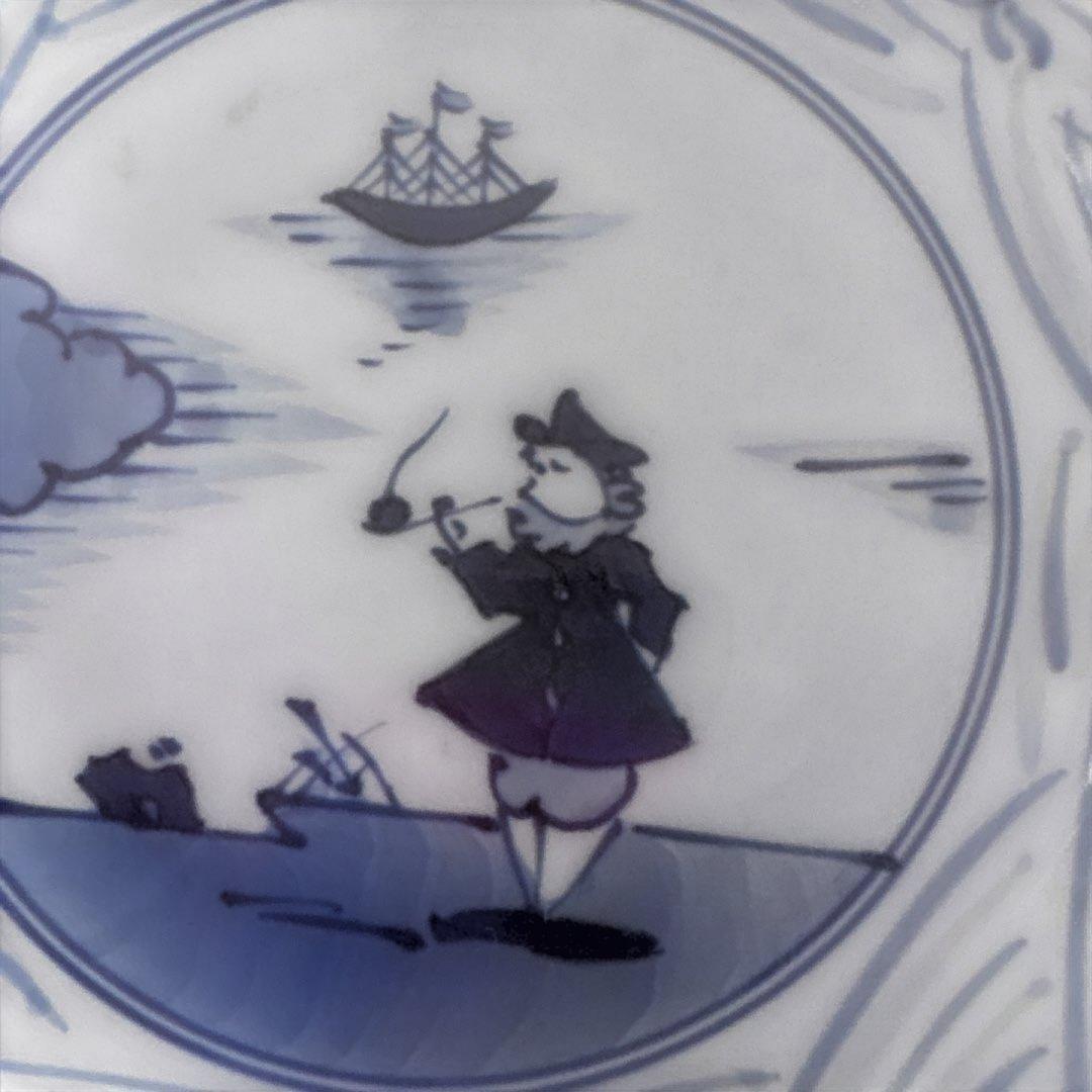 有田焼　しん窯青花　長崎紋玉渕スープ皿4枚セット