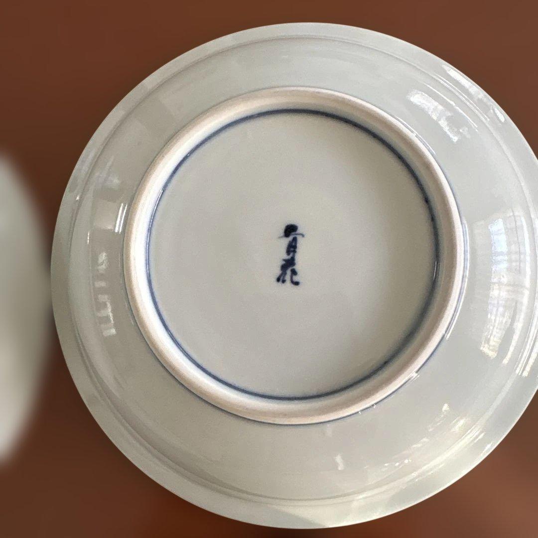 有田焼　しん窯青花　長崎紋玉渕スープ皿4枚セット