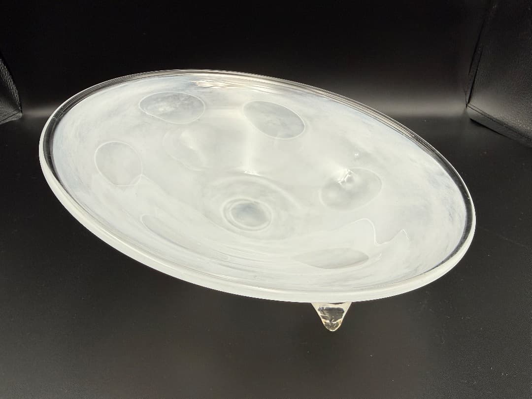【新品】ガラスアート 三点支持ボウル 24.5cm 作家もの