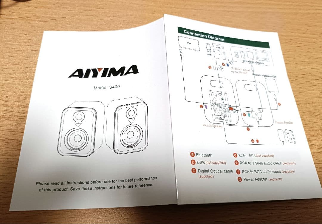 AIYIMA S400 【更新モデル 】アクティブスピーカー (ホワイト)