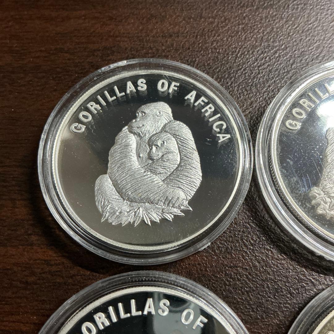 2002年　4種セット　ウガンダ　アフリカのゴリラ　プルーフ　1000シリング
