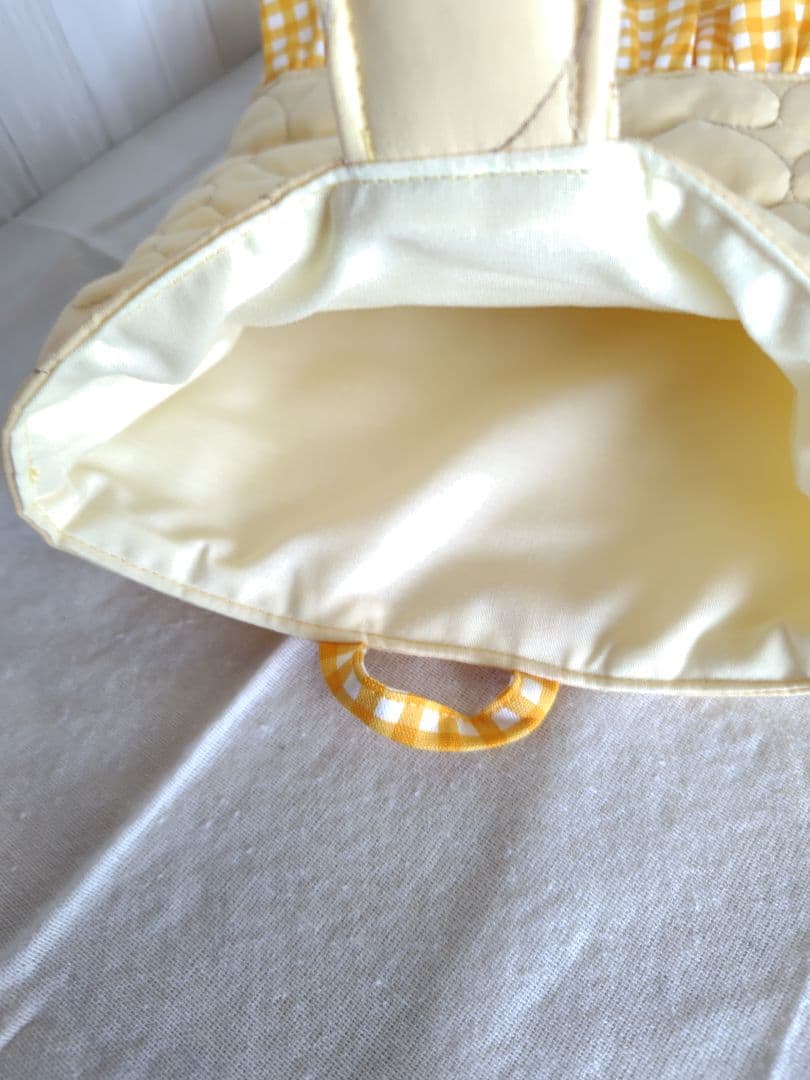 入園 入学 レッスンバッグ3点セット 【イエローハート×チェックフリル 】