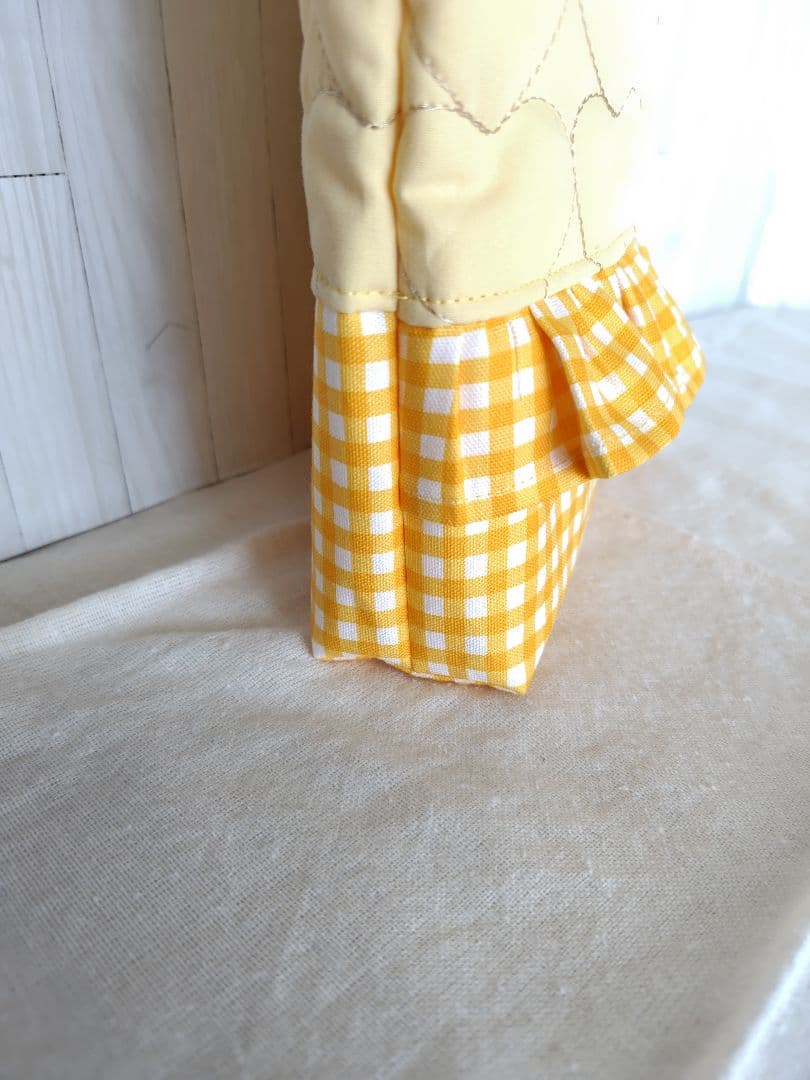 入園 入学 レッスンバッグ3点セット 【イエローハート×チェックフリル 】