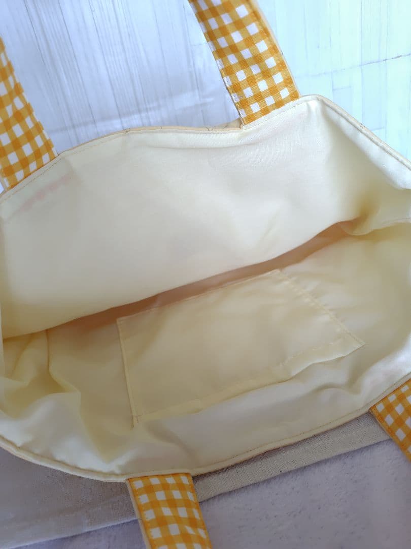 入園 入学 レッスンバッグ3点セット 【イエローハート×チェックフリル 】