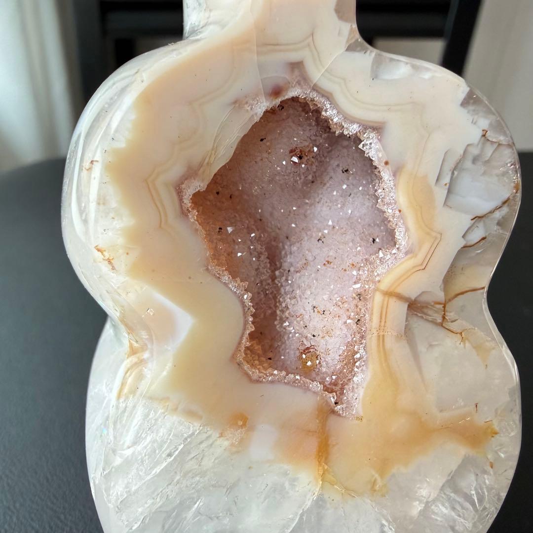 天然石水晶共生瑪瑙のギター　置物NO.030210