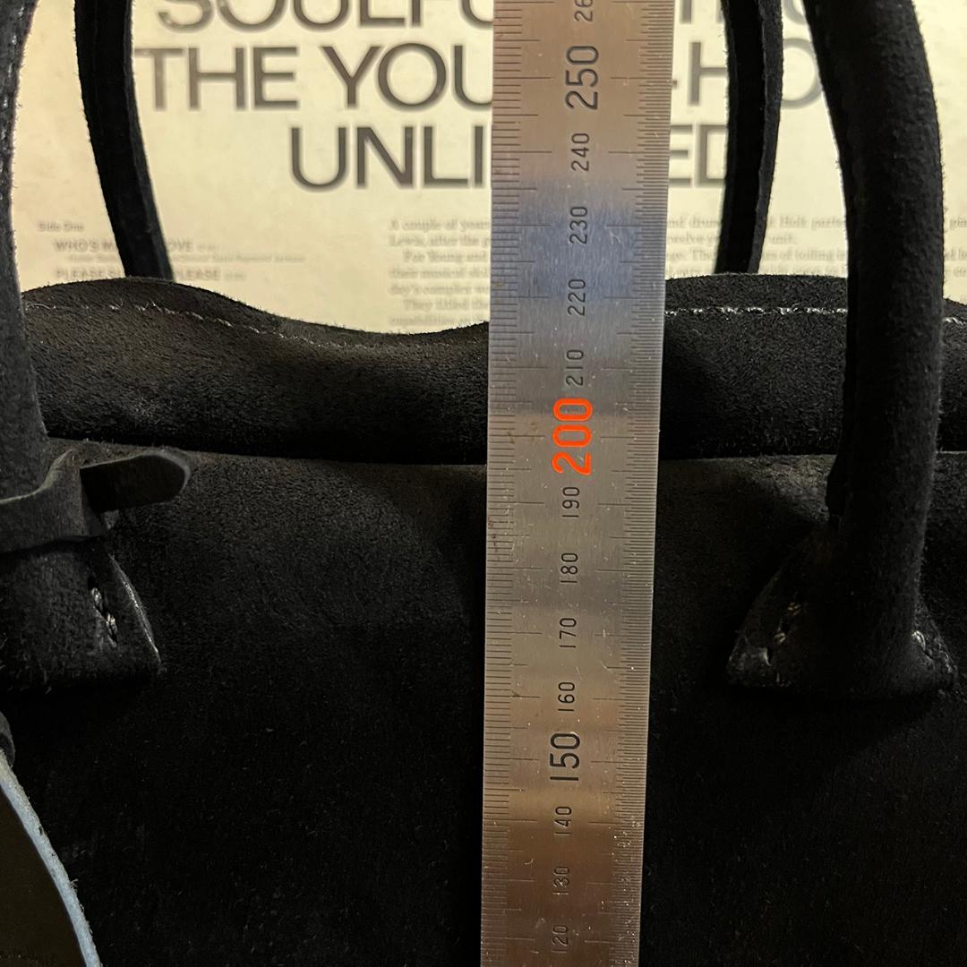 間口が広いバッグ kudu革 スエードバッグ レザーボストンバッグ 黒 #299