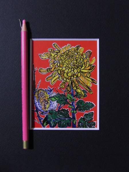 片岡球子、巨匠、菊、希少な額装用画集より、新品高級額装付、状態良好