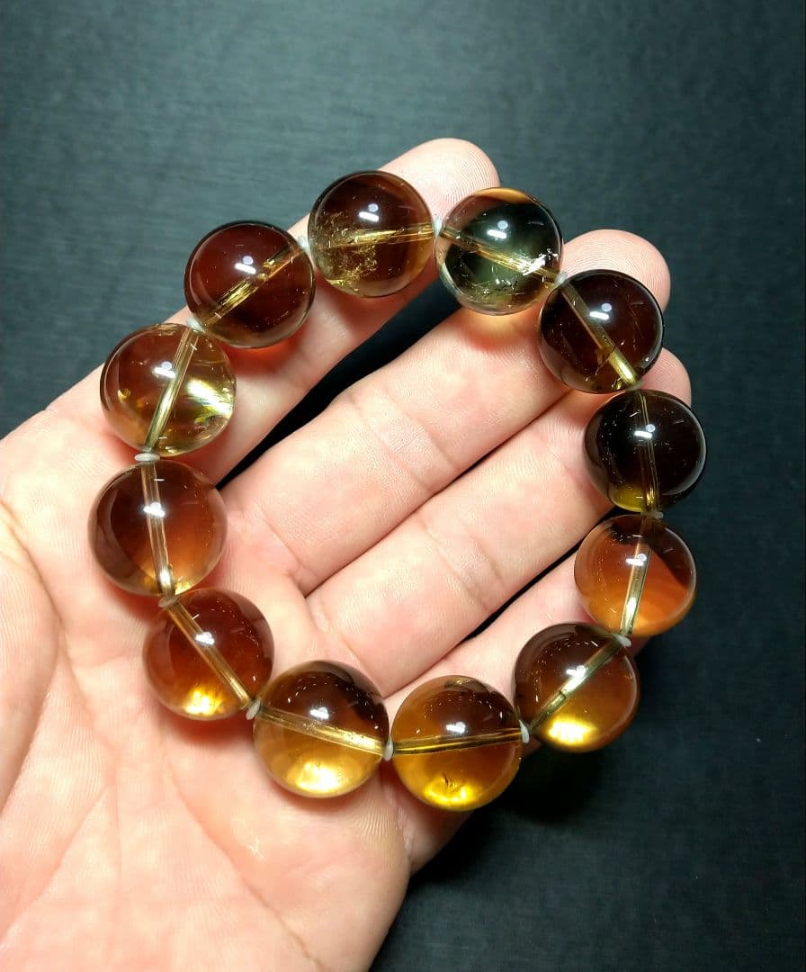 【超希少】ゼウスクォーツ　ブレス　天然　大玉　レア　シトリン