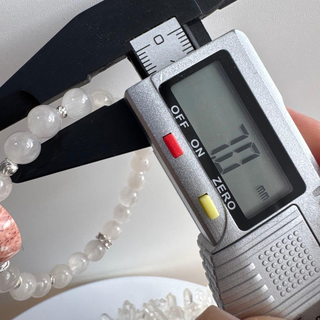 一点物　天然石　ハンドメイドブレス　フォシルコーラル　　サゲニティッククォーツ