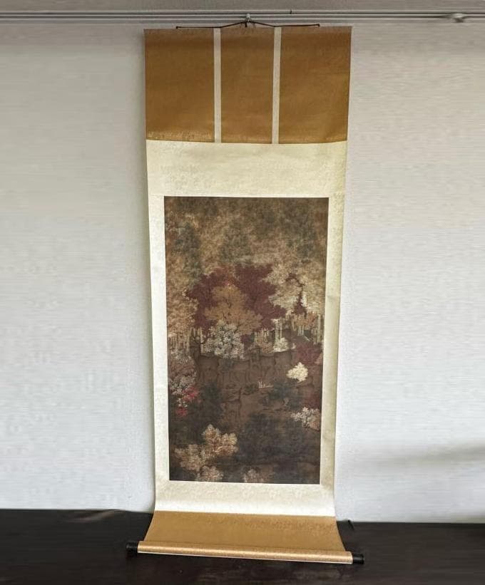 五代人 丹楓幼鹿図 二玄社 原色複製画 国立故宮博物院 掛軸 共箱