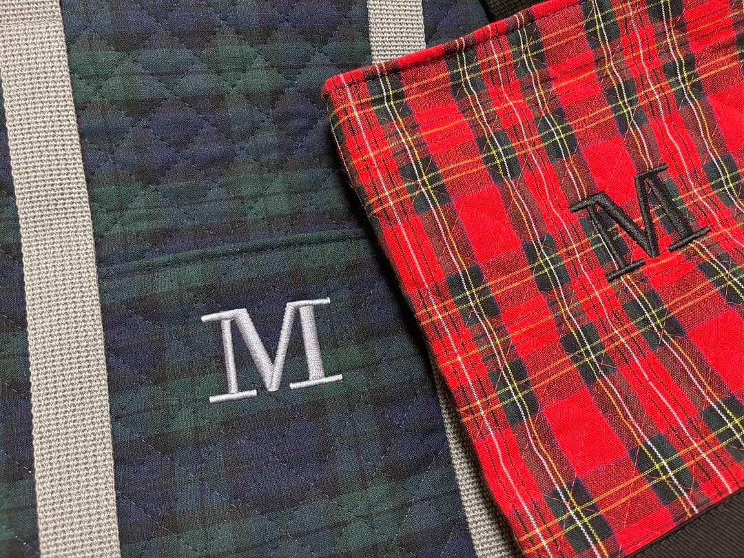 【かおり】イニシャル刺繍レッスンバッグL 上履き入れL セット