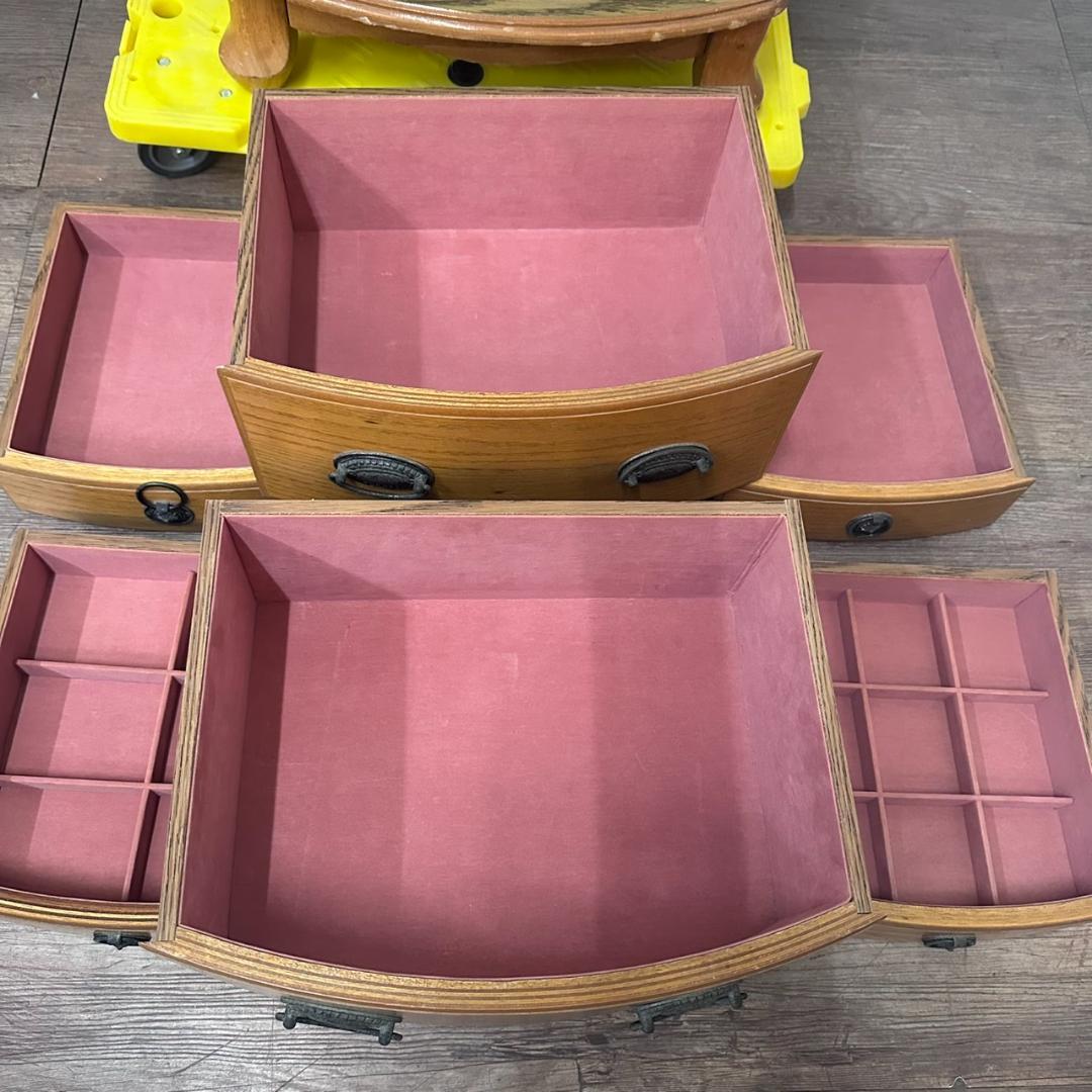 USDE アンティーク　レトロ　ミラー付　　ジュエリーチェスト　猫脚