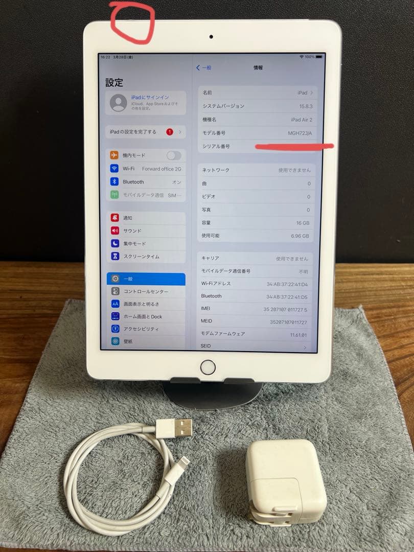 Apple iPad Air2/16GB/電池健康91%/HW209