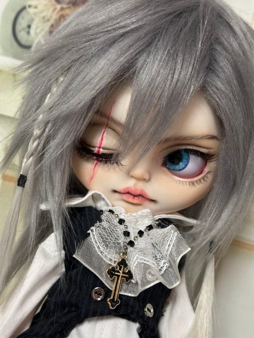 アイシードール 本体男の子　ボアウィッグ　OF付き　パテ盛りスカーフェイス