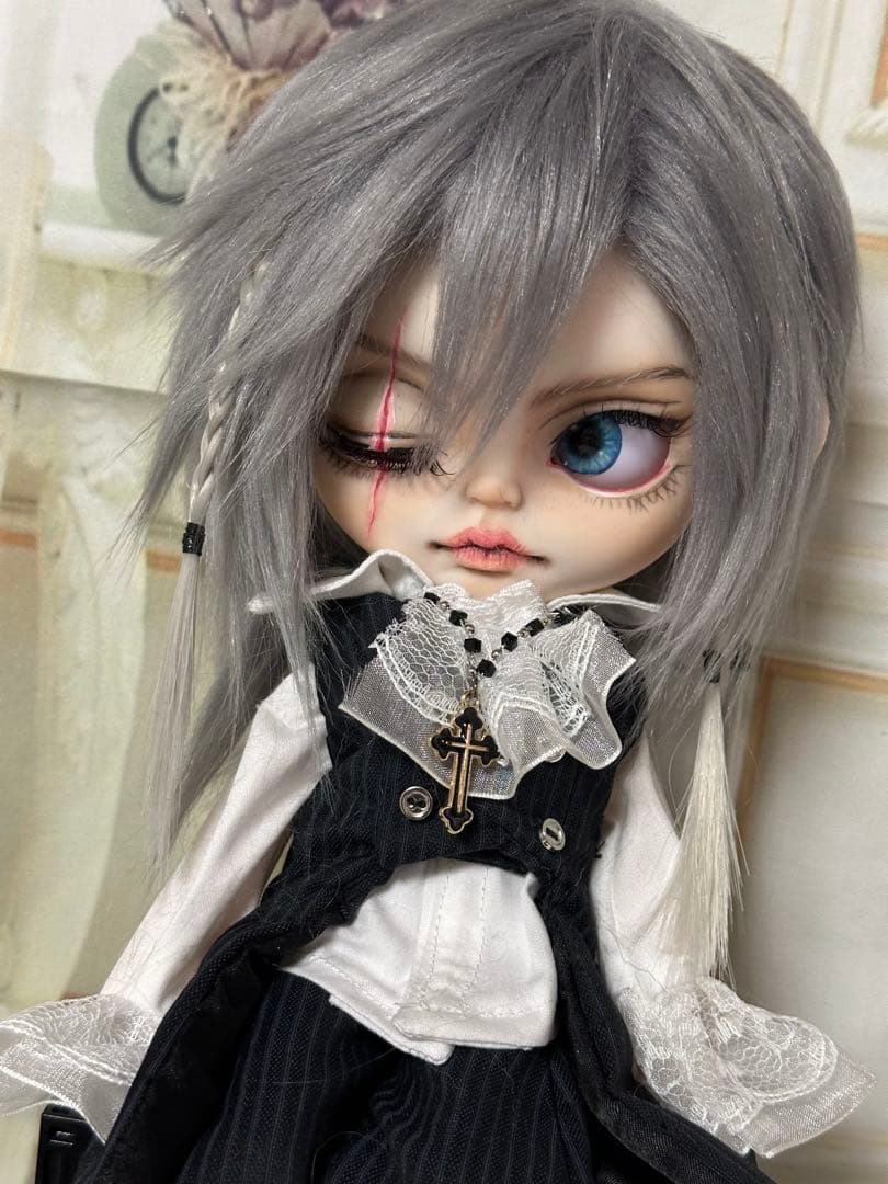 アイシードール 本体男の子　ボアウィッグ　OF付き　パテ盛りスカーフェイス