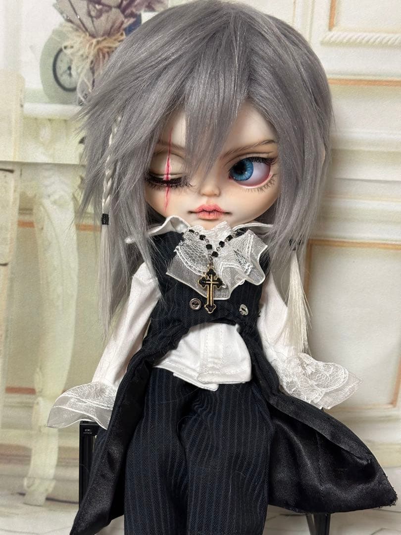 アイシードール 本体男の子　ボアウィッグ　OF付き　パテ盛りスカーフェイス