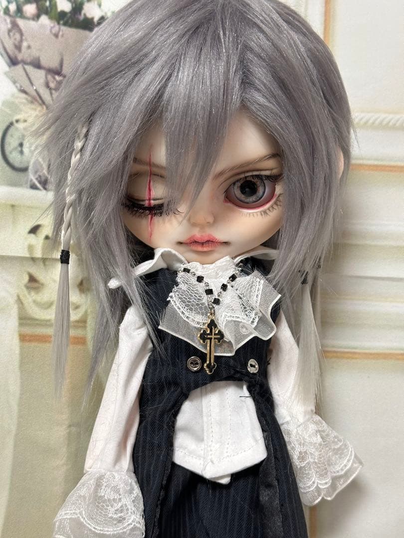 アイシードール 本体男の子　ボアウィッグ　OF付き　パテ盛りスカーフェイス