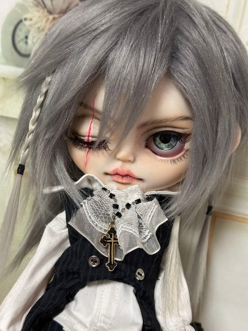 アイシードール 本体男の子　ボアウィッグ　OF付き　パテ盛りスカーフェイス