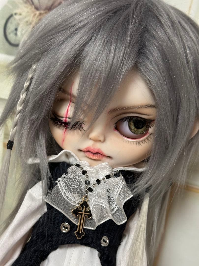 アイシードール 本体男の子　ボアウィッグ　OF付き　パテ盛りスカーフェイス