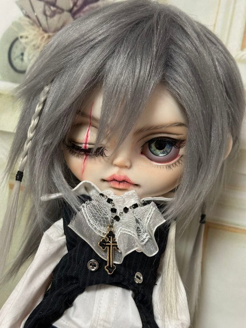 アイシードール 本体男の子　ボアウィッグ　OF付き　パテ盛りスカーフェイス