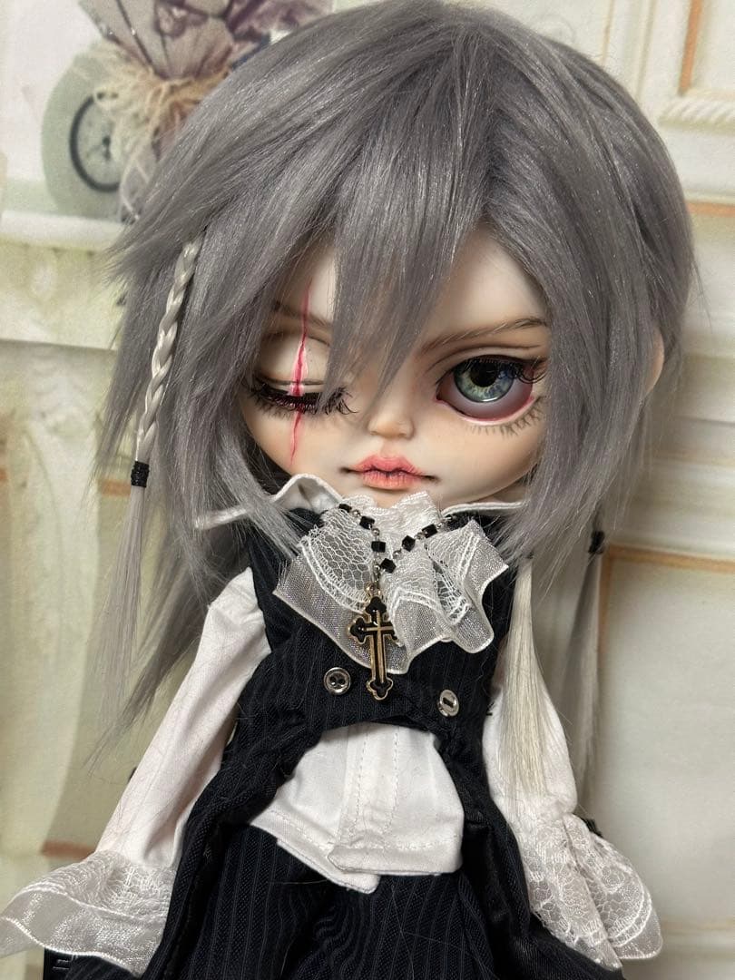 アイシードール 本体男の子　ボアウィッグ　OF付き　パテ盛りスカーフェイス