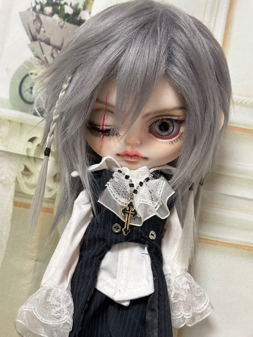 アイシードール 本体男の子　ボアウィッグ　OF付き　パテ盛りスカーフェイス