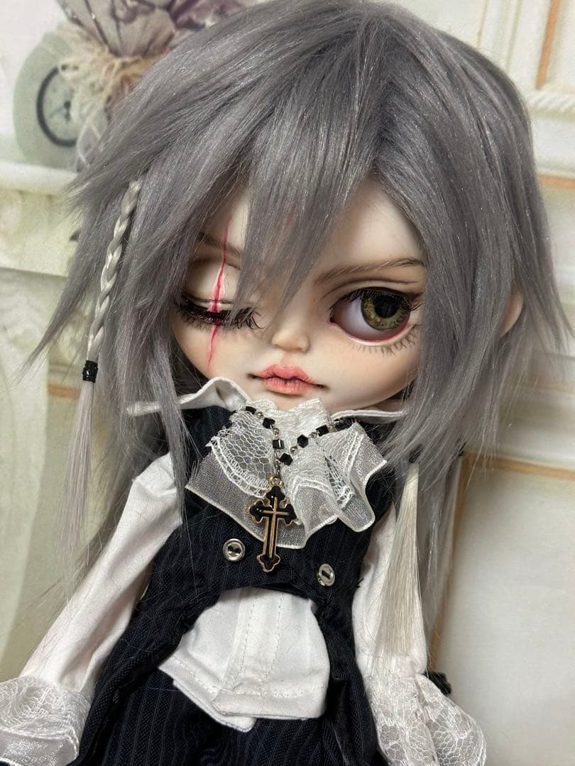 アイシードール 本体男の子　ボアウィッグ　OF付き　パテ盛りスカーフェイス