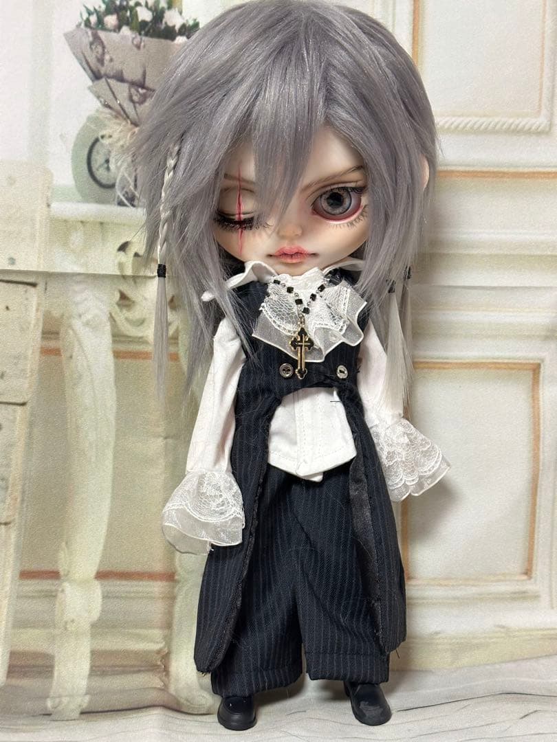 アイシードール 本体男の子　ボアウィッグ　OF付き　パテ盛りスカーフェイス