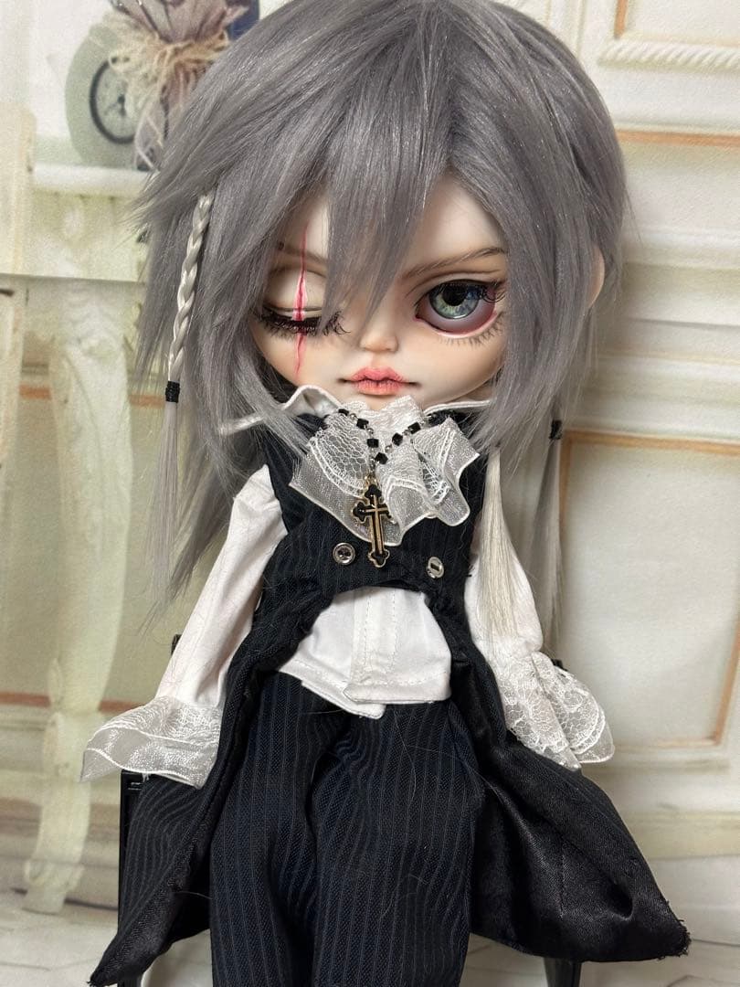 アイシードール 本体男の子　ボアウィッグ　OF付き　パテ盛りスカーフェイス