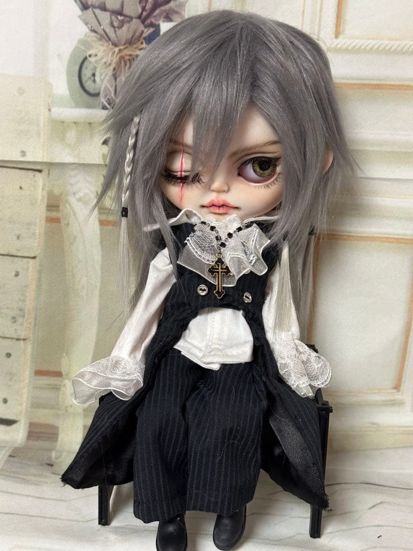 アイシードール 本体男の子　ボアウィッグ　OF付き　パテ盛りスカーフェイス