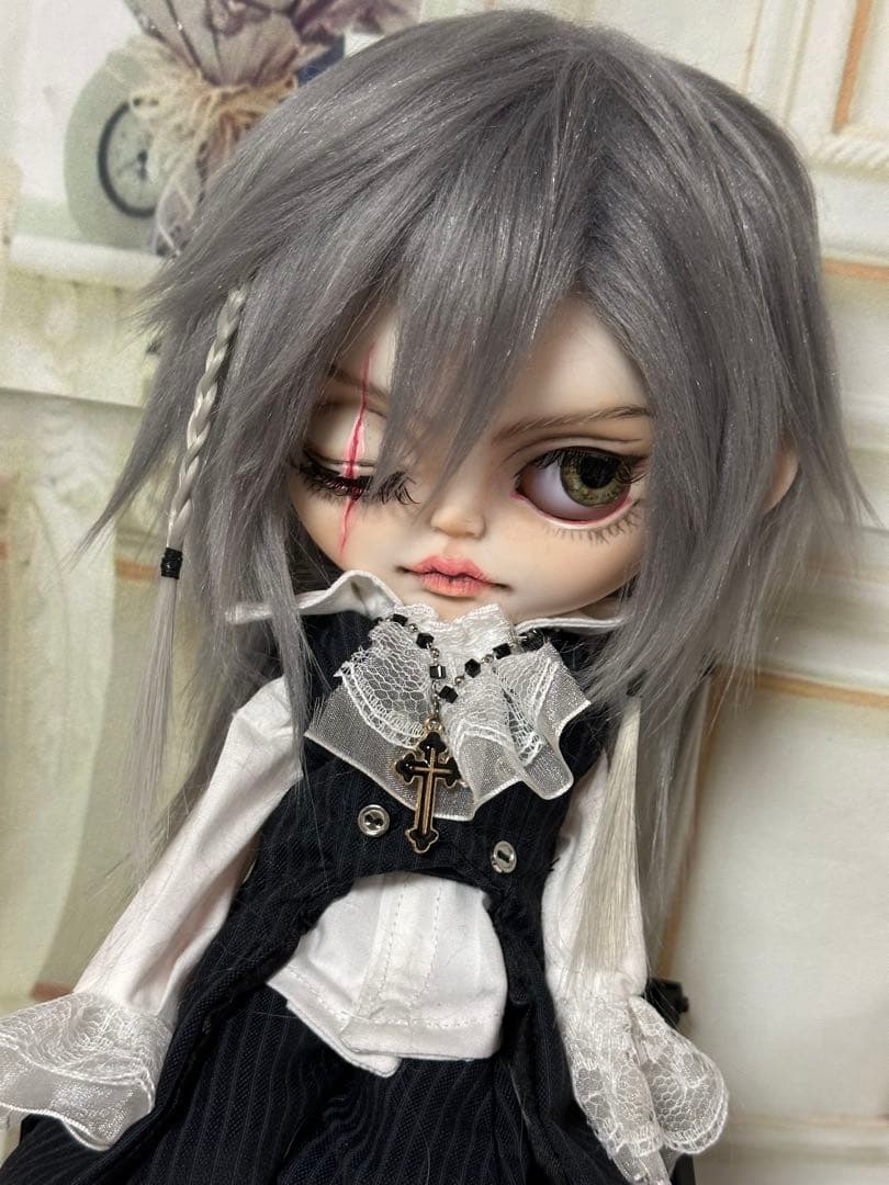 アイシードール 本体男の子　ボアウィッグ　OF付き　パテ盛りスカーフェイス