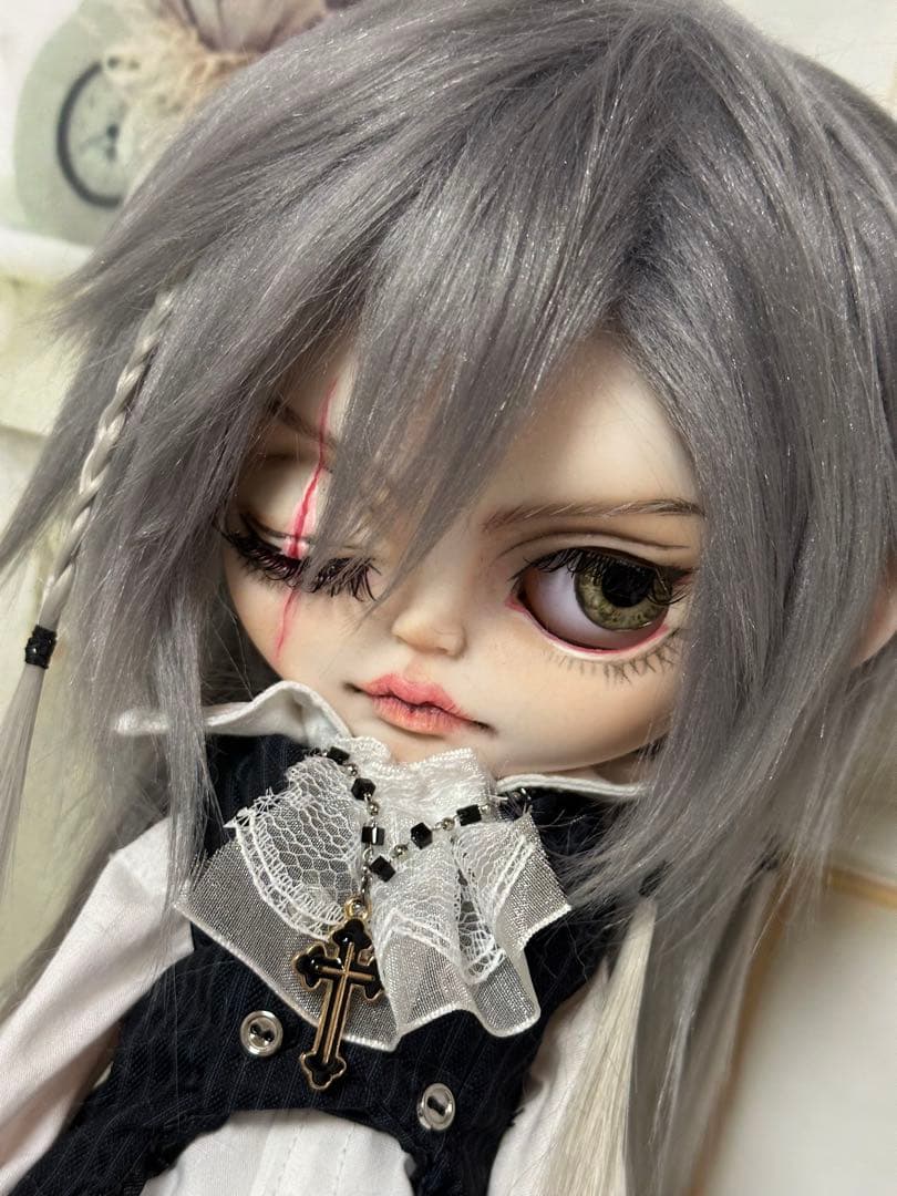 アイシードール 本体男の子　ボアウィッグ　OF付き　パテ盛りスカーフェイス