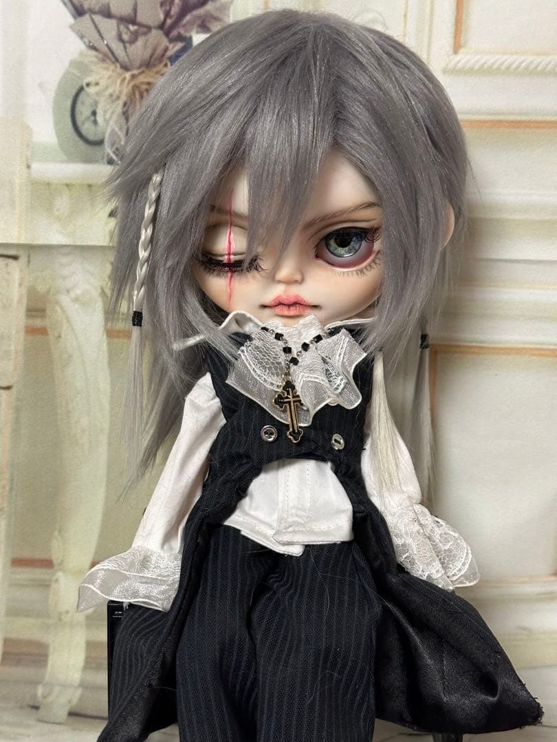 アイシードール 本体男の子　ボアウィッグ　OF付き　パテ盛りスカーフェイス