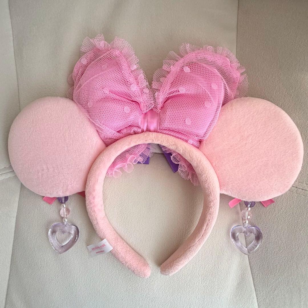 ミッキー耳カチューシャ ピンク リボン付き