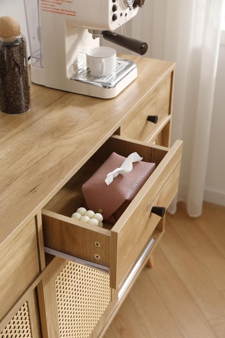 キャビネット サイドボード 引き出し付き 大容量 2段収納 サイドボード 扉付き