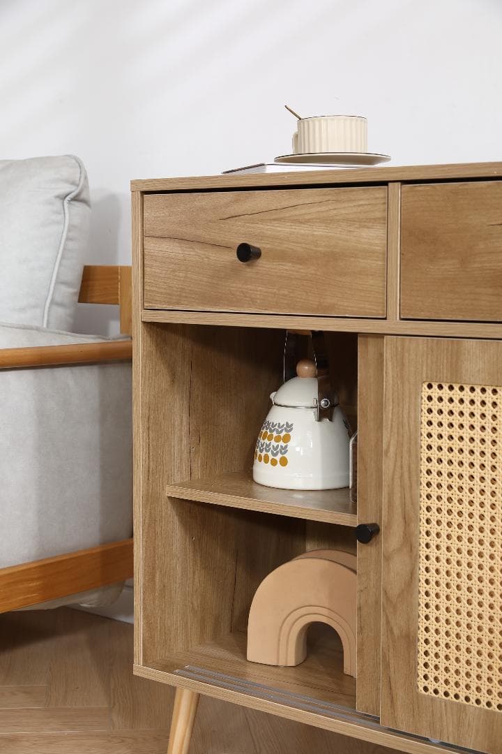 キャビネット サイドボード 引き出し付き 大容量 2段収納 サイドボード 扉付き