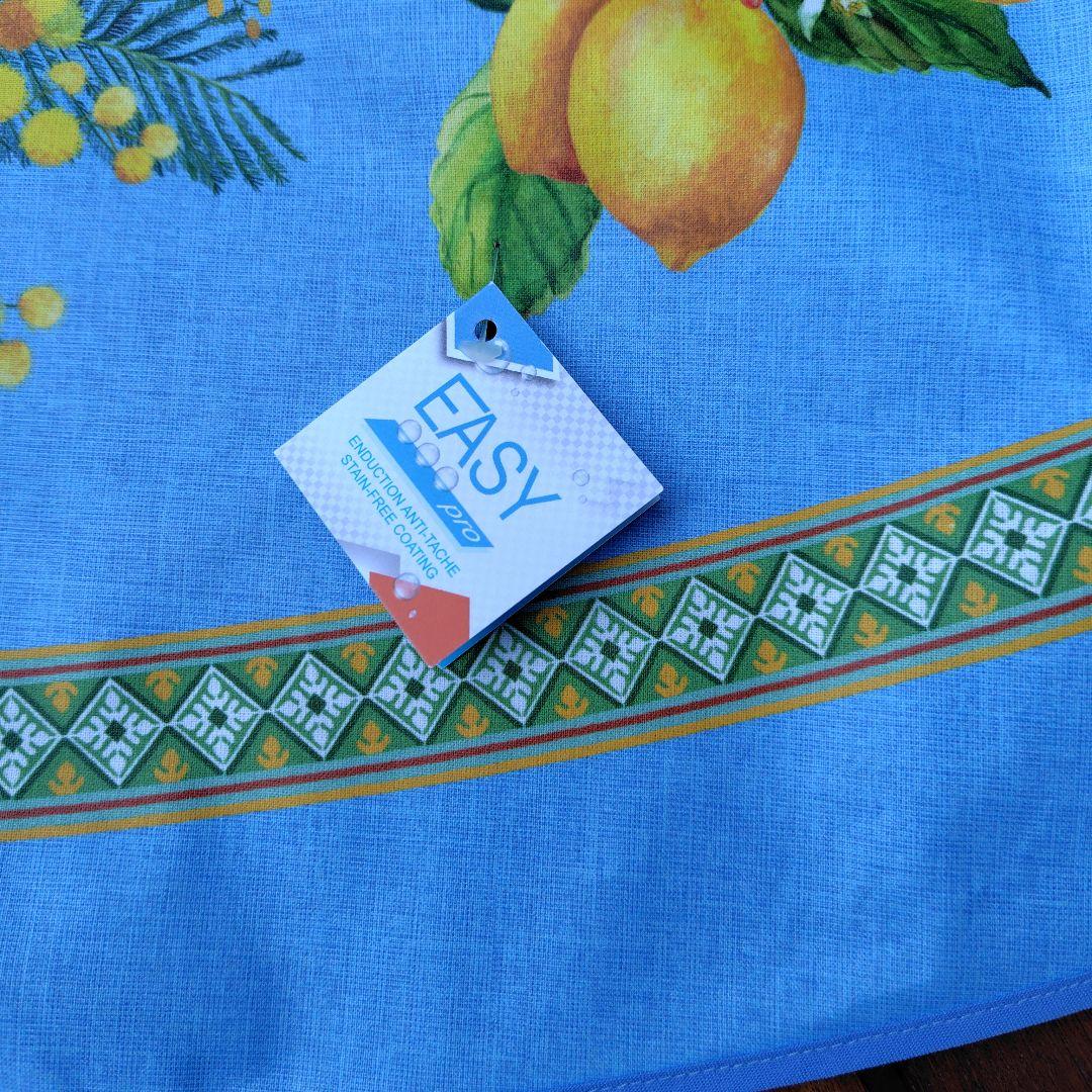 南仏プロバンスプリントテーブルクロス ミモザ/レモン円形