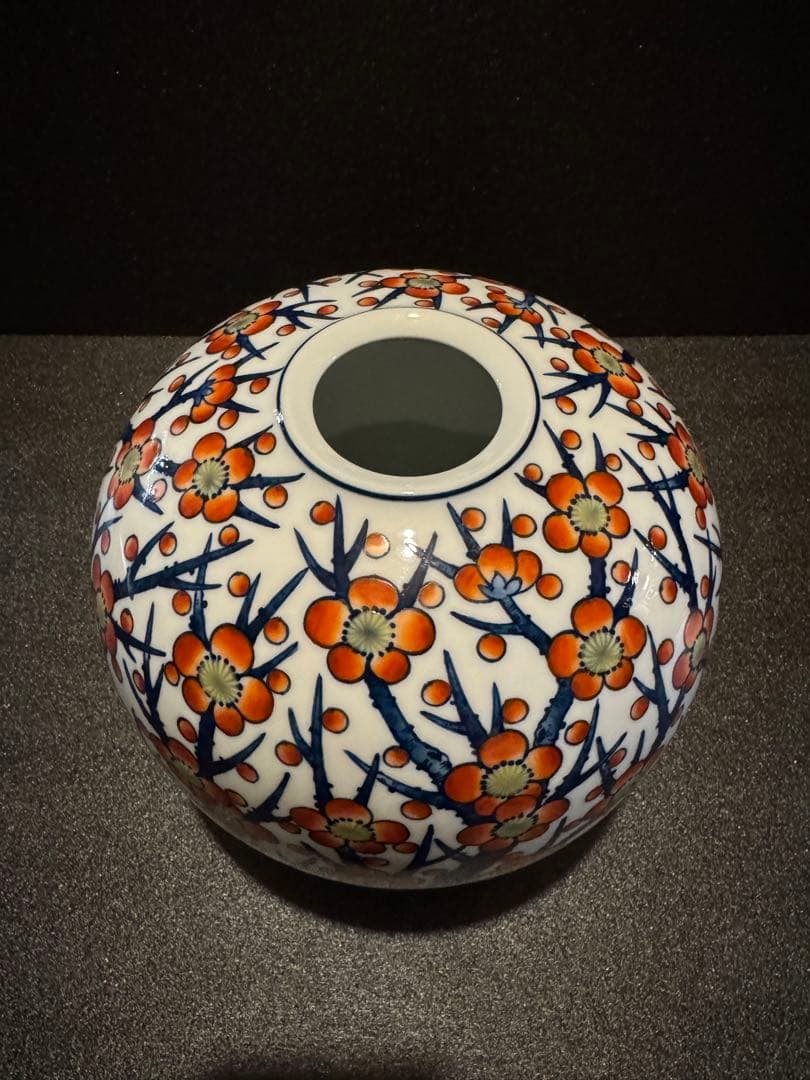 M*o様 藤井勝雲　藤井勝雲窯　伝統工芸美術　染錦紅梅文　有田焼　 壺　壷　花器